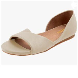 Maiyang Beige Open Toe D'Orsay Flat Sandals Slip on Soft Insole Fashion Shoes